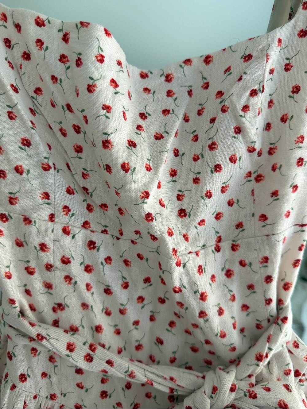 Caroline Constas Cream Midi Dress with Red Cherry Print - Picture 3 of 5